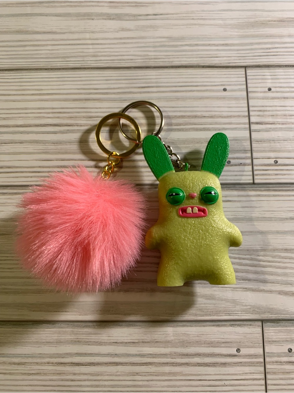 NWOT Fuggler Bunny Keychain with Pink Pom Pom